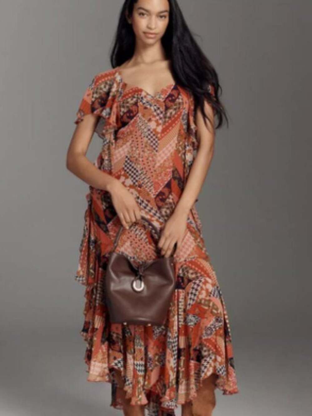 Anthropologie Love The Label Belinda Asymmetric Ruffle Dress Size Small
